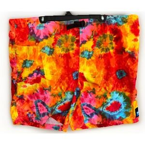 KAVU Swim Trunks Board Shorts Rainbow Tie Dye Mens XL Made in USA Rare Gorpcore